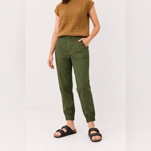 Pact Organic Cotton Olive Green Utility Jogger Pants Zip Ankle Small